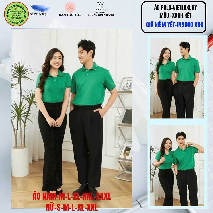 Áo Polo VIETLUXURY màu Xanh két