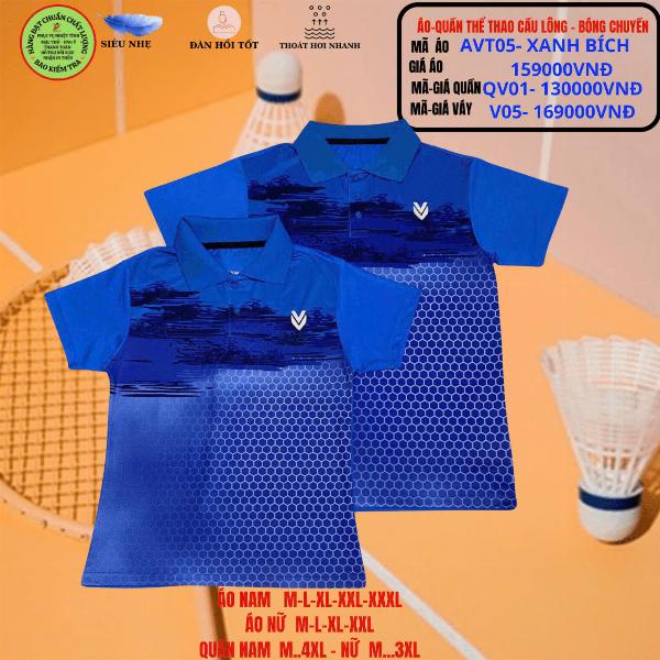 Bộ áo quần thể thao cầu lông  AVT05- Xanh Bích 