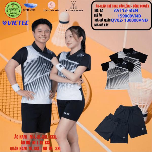 Bộ áo quần thể thao cầu lông AVT13- Đen