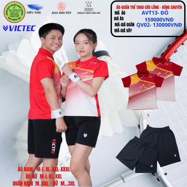 Bộ áo quần thể thao cầu lông AVT13- Đỏ