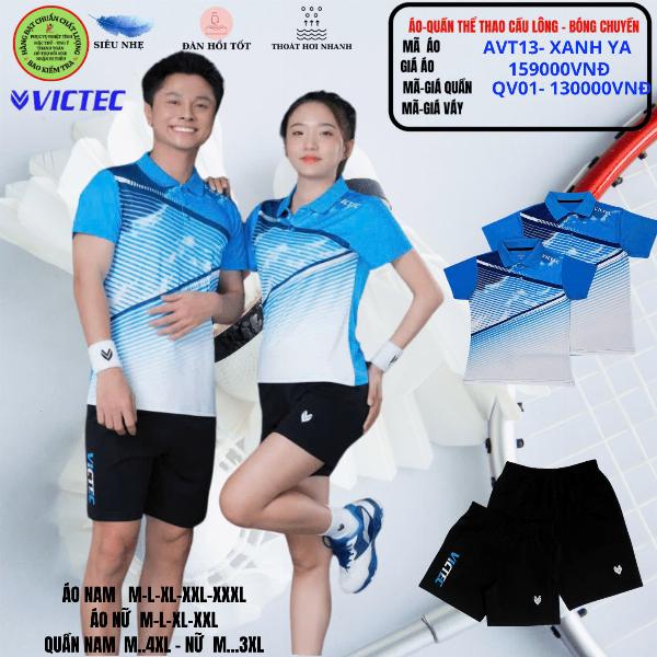 Bộ áo quần thể thao cầu lông AVT13- Xanh YA