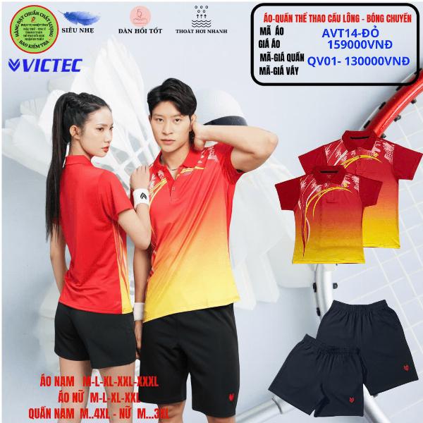 Bộ áo quần thể thao cầu lông AVT14 - Đỏ 