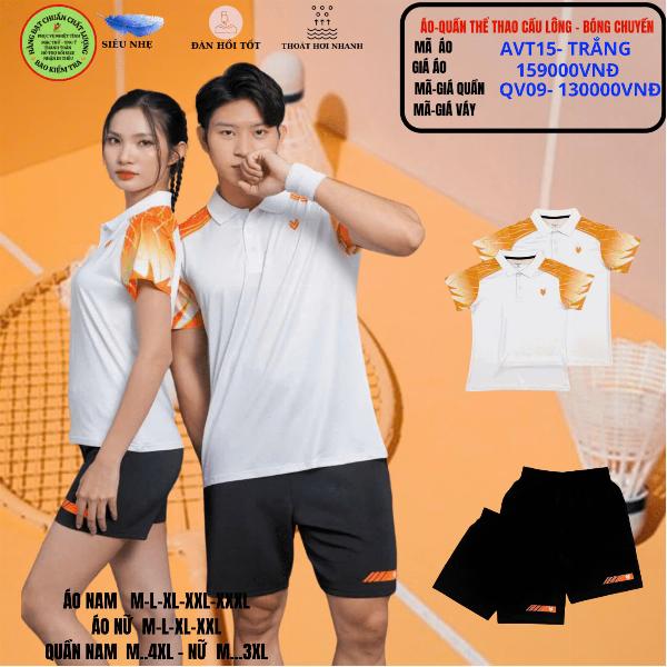 Áo quần thể thao cầu lông AVT15- Trắng