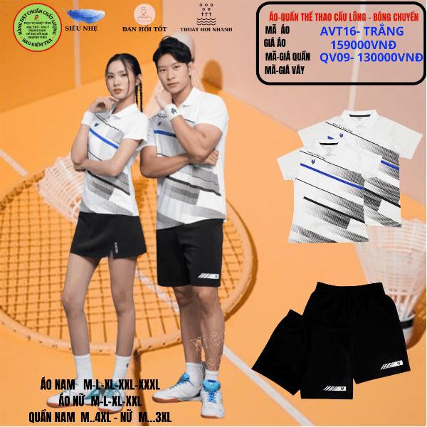 Áo quần thể thao cầu lông AVT16 - Trắng 