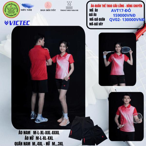 Áo quần thể thao cầu lông  AVT17 - Đỏ