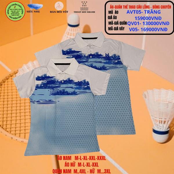 Áo Quần Thể Thao Cầu Long - Bóng Chuyền AVT05 - Trắng