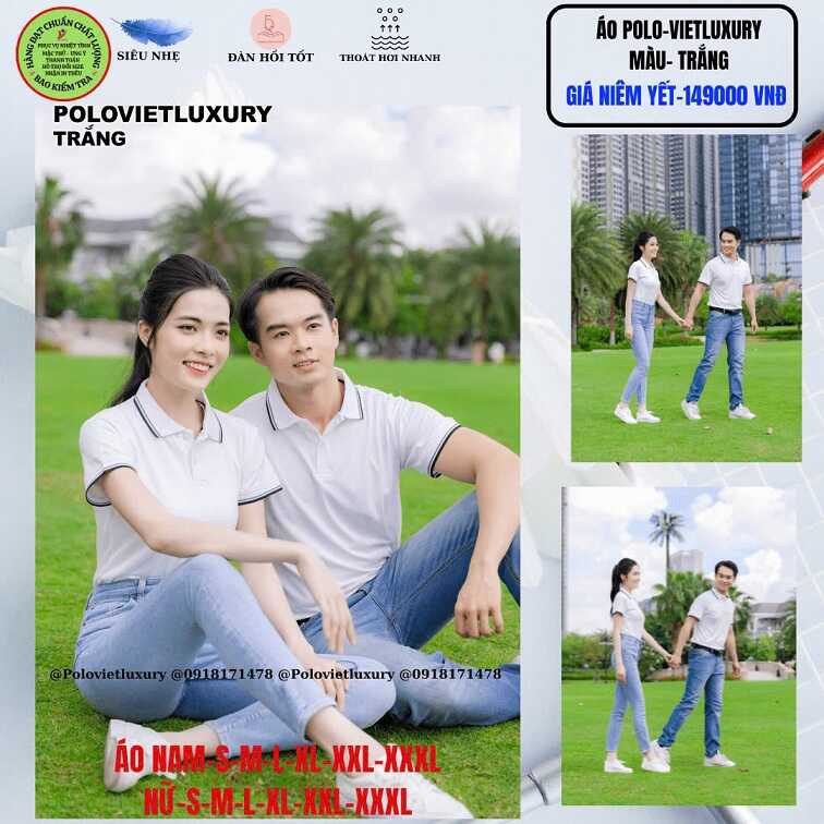 Áo Polo VIETLUXURY màu trắng