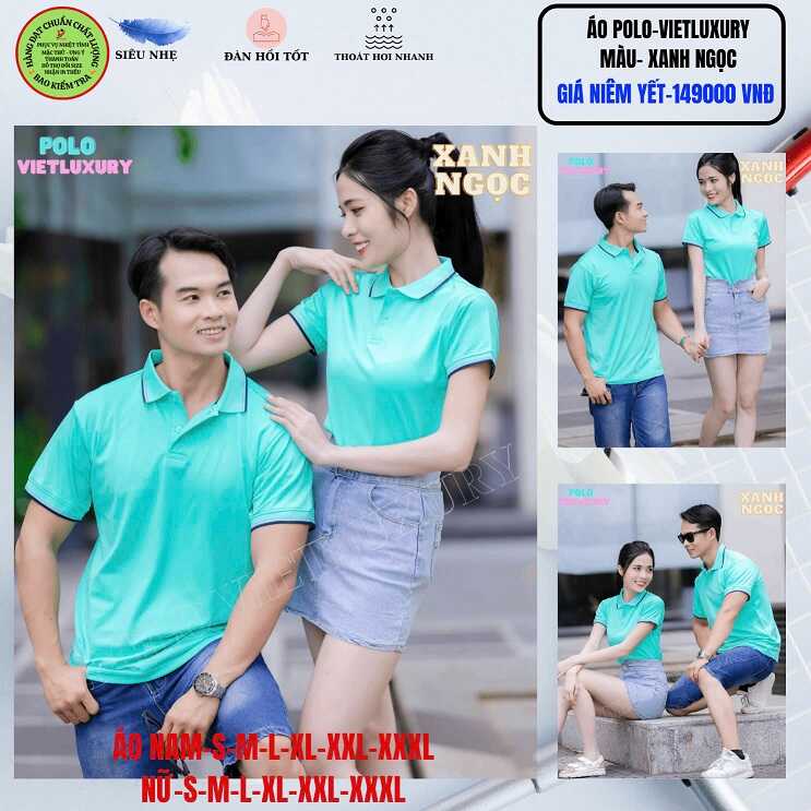 Áo Polo VIETLUXURY màu xanh ngọc
