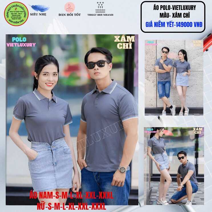 Áo Polo VIETLUXURY màu xám chì