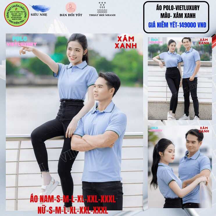 Áo Polo VIETLUXURY màu xám xanh