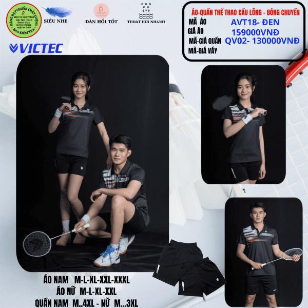 Áo quần thể thao cầu lông AVT18 - Đen