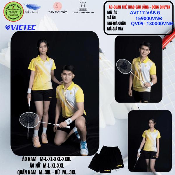 Áo quần thể thao cầu lông  AVT17 - Vàng 